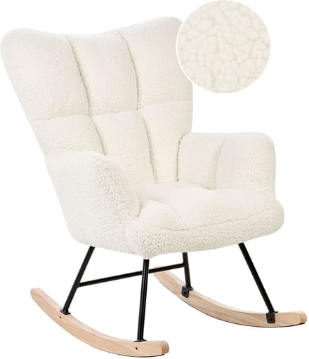 OULU - Schommelstoel - Wit - Bouclé