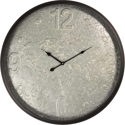 Clayre & Eef Wandklok Ø 60 cm Grijs Metaal Rond Muurklok