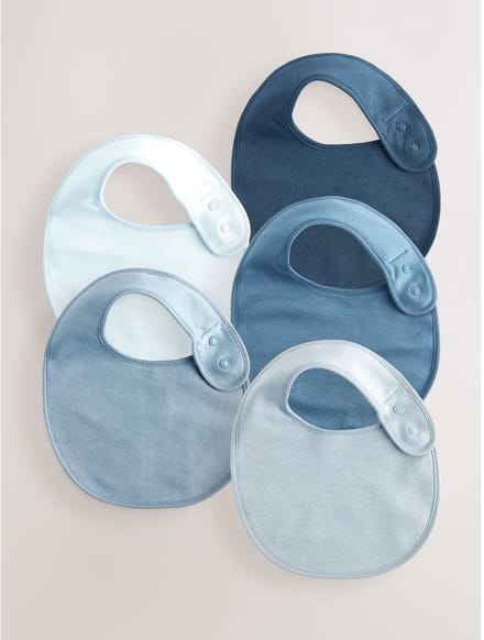 Next - Jongens - Verpakking van 5 babyslabbetjes van 100% katoen - Blauw