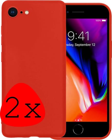 Hoesje - 2 Stuks - Geschikt voor Apple iPhone 8 - Sterk & Shockproof - Case Siliconen - Back Cover - Telefoon Hoes - Rood
