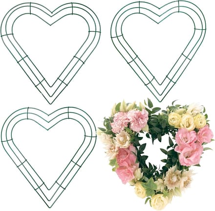 Hartvormige Kransframe - Draad Krans Vorm - DIY Knutselwerkjes - Set van 3 - 30 cm - Donkergroen