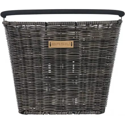 Basil Bremen Rattan Look Fietsmand KF - Voor - Kunststof Rotan - Bruin