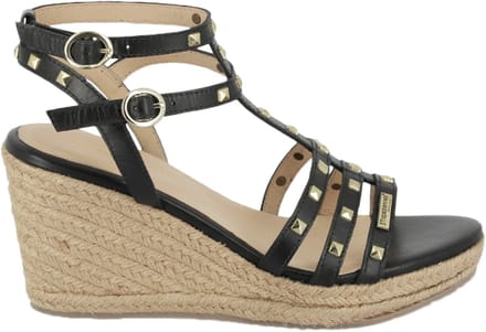 Lili leren sandalen met sleehak