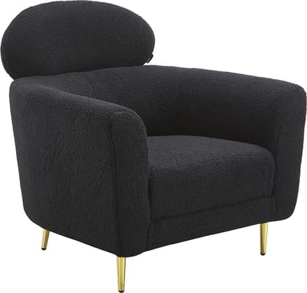 Orleans Teddystof Loungestoel - Zwart