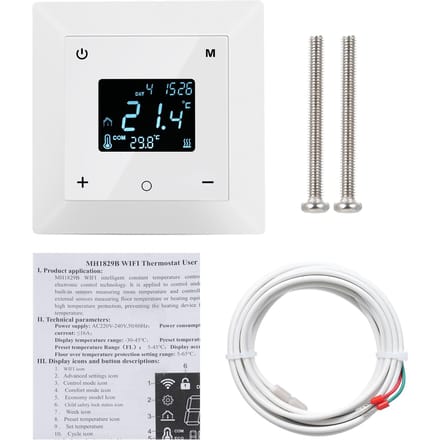 Thermostat d'ambiance intelligent WiFi Contrôle par application Thermostat de chauffage programmable Thermostat détachable type A blanc