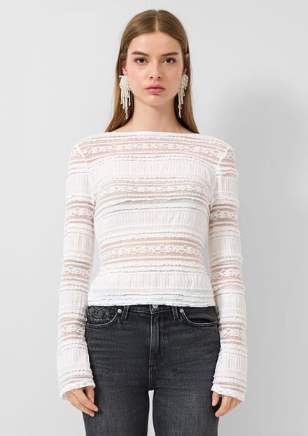Q/S designed by - Dames t-shirt - Maat S - Vrouwen - wit - polyamide