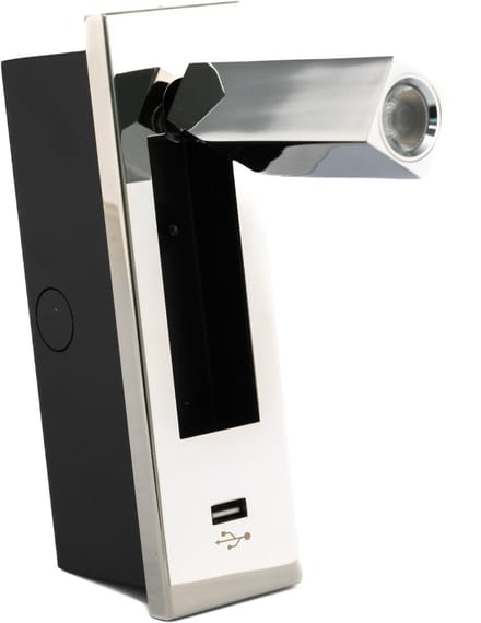 Hollex LED Leeslamp met USB Chroom 10-30V 3W ww