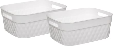 5Five Opbergmand/box van kunststof - 2x - wit - 21 x 27 x 11 cm - 5 liter