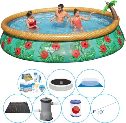 Fast Set Paradijs Bloemen Rond 457x84 cm - Zwembad Bundel