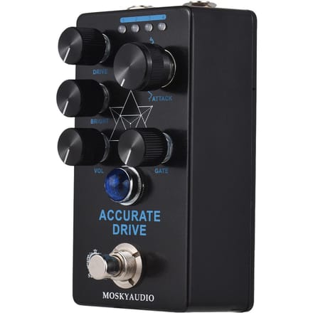 MOSKYaudio ACCURATE DRIVE Gitaar Drive Bas Effecten Pedaal Volume/Helderheid/Drive/Gate/Attack-4 Modi DC zwart