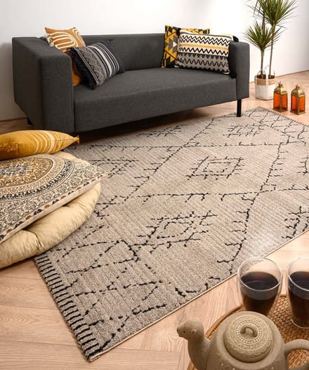 Berber vloerkleed - Beni Ouarain Sufian grijs/zwart 160x230