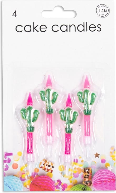Wefiesta Cactuskaarsjes 5,9 Cm Wax Roze/groen 4 Stuks