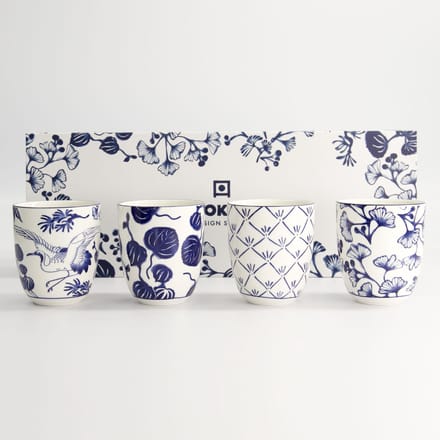 Tokyo Design Studio – Flora Japonica Espressokopjes – Set van 4 – 170ml – Blauw/Wit