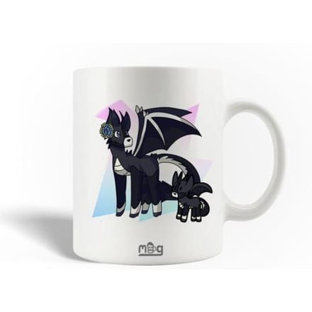 Mug en Céramique - Licorne Dragon - 30cl - Compatible Lave-Vaisselle - Blanc - Rond