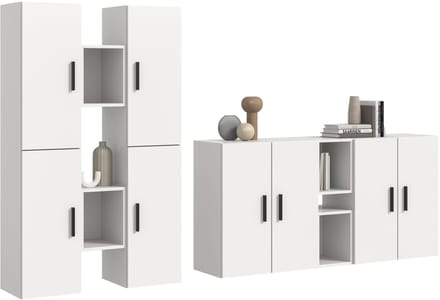 Modulaire woonwand in wit - Ruime opbergcombinatie voor elke ruimte - 270x182cm