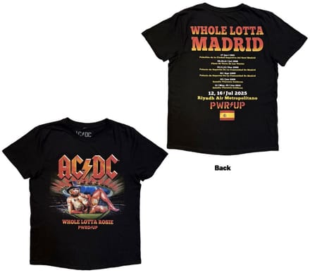 AC/DC - Whole Lotta Madrid EU Tour '25 Heren Tshirt - M - Zwart