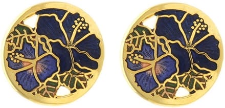 Behave - Dames oorbellen stekers - blauw bloemdesign - botanisch stijl