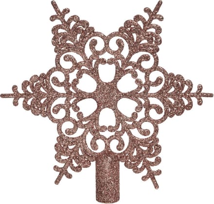 Ster piek/kerstboom topper met glitters - lichtroze (blush pink) - 19 cm - Kerstversiering/kerstboomversiering