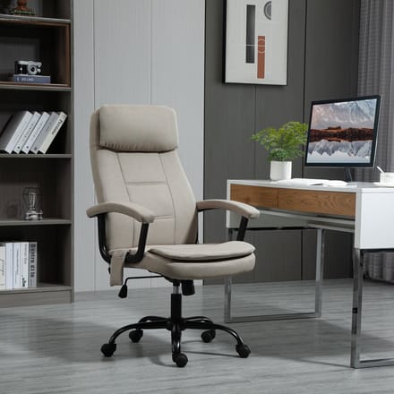 MODENUIT Bureaustoel 63 x 70 x 112-121 cm - Vibratiemassage En Hoogteverstelbaar - Thuiskantoor - Polyester Beige