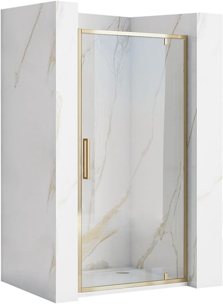 Rea Rapid Swing - Scharnierende Douchedeur - Geborsteld Goud - 90 - 2,5X90X195Cm