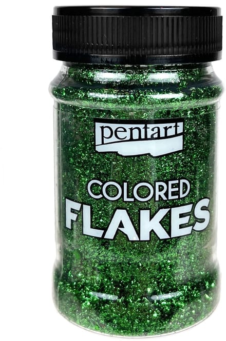 Pentart Gekleurde Folievlokken Groen 100ml decoratie knutsel.