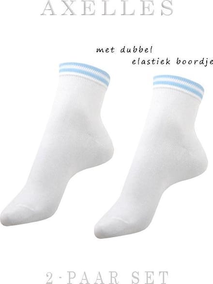 Witte enkelsokken dubbel elastisch boordje, 2-paar - 38/39