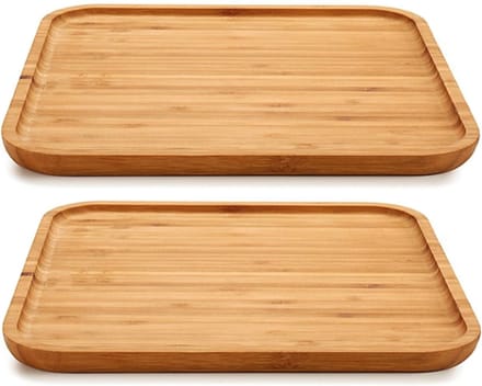 2x stuks bamboe houten broodplanken/serveerplanken vierkant 30 cm - Dienbladen van hout