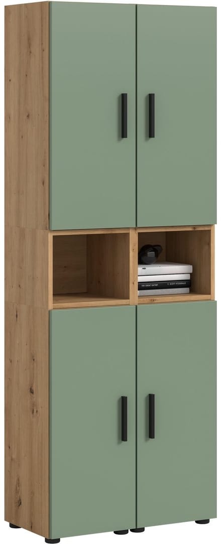 Woonkast in artisan eik en rookgroen - Moderne woonwand met opbergruimte - 65cm