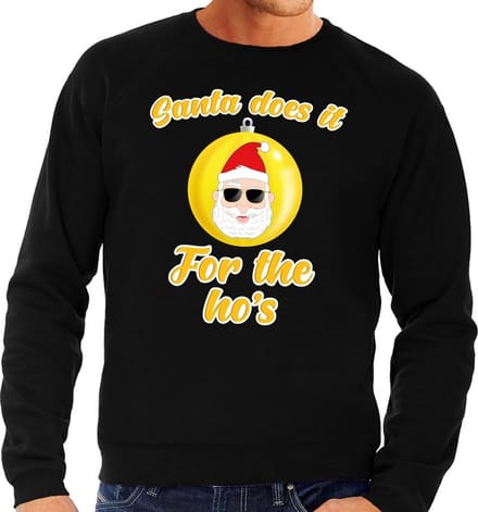 Foute kersttrui Santa does it for the ho's zwart voor heren M