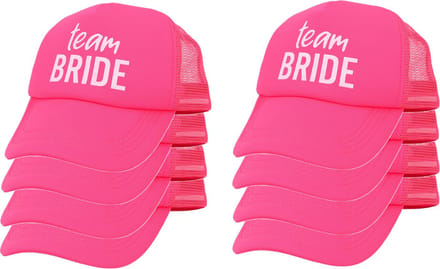 Boland Vrijgezellenfeest baseballcap/petje - 8x - Team Bride - roze - dames - polyester