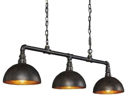 Hanglamp Industrial Tube 3 Lichts Zwart Bruin