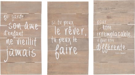 J-Line wanddecoratie panelen positief droom - hout - naturel - 3 stuks