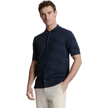 No Excess Pullover short sleeve full button p deep blue