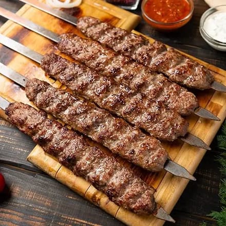 Adana spiesjes – barbecue – plat extra breed – houten handvat – set van 3