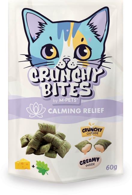 M-PETS CRUNCHY BITES kat snacks met functie kalmerende verlichting - 60 g - per 12