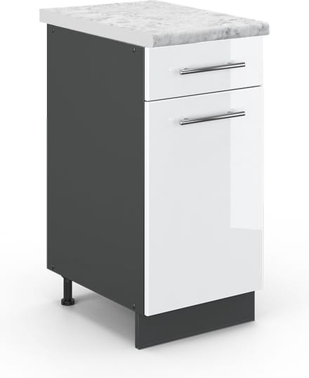 Vicco Fame-Line Keukenonderkast – 40 cm, WB Marmer Wit Hoogglans