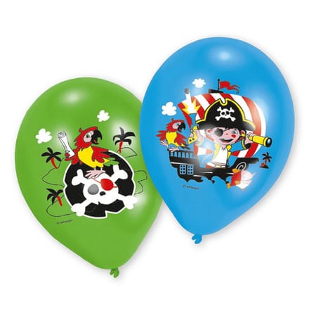 RIETHMULLER - 6 groene en blauwe piraten latex ballonnen