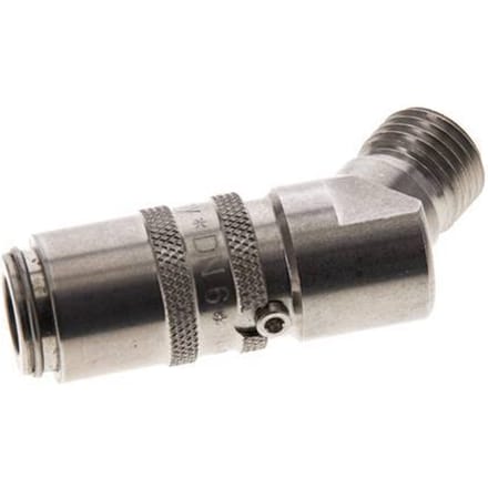 RVS DN 6 Tempereerkoppeling Snelkoppeling M14x1.5 Buitendraad Dubbele afsluiting 45-deg