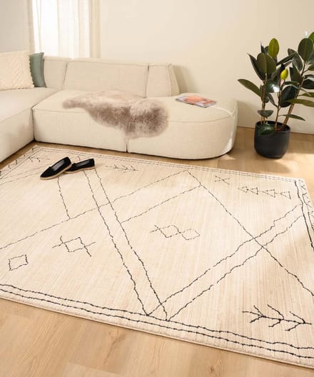 Bohemian vloerkleed - Fancy Tribe ivoor 120x170