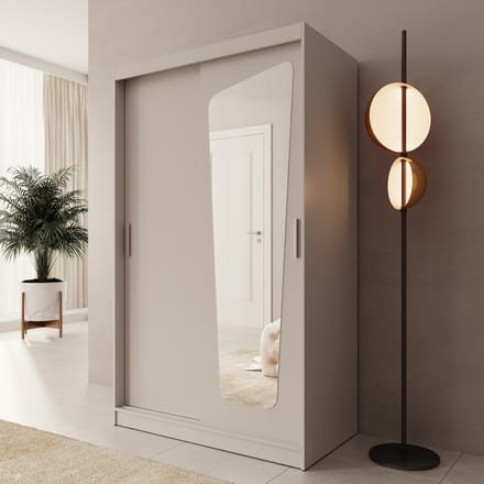 Meubella - Moyo - Kledingkast - 2 schuifdeuren - Beige - 120x62x200 cm