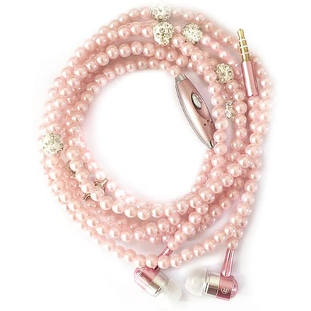 Sieraden Parelsnoer Stereo-oortelefoon met microfoon 3,5 mm in-ear hoofdtelefoon Bekabelde hoofdtelefoon roze