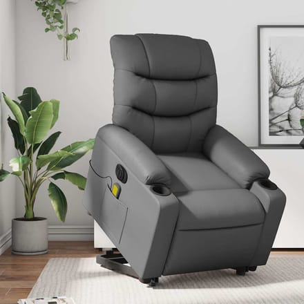 vidaXL - Sta-op-massagestoel - elektrisch - kunstleer - grijs