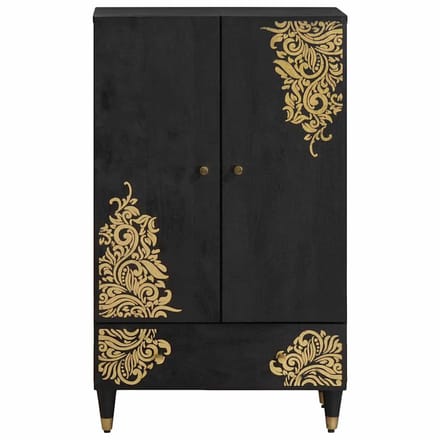 vidaXL - Highboard - Zwart - 60 - x - 33 - x - 100 - cm - Massief - Mango - Hout