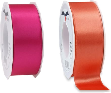 Glorex hobby - Satijn cadeau inpak deco sierlint - 2 tinten roze - 25 meter x 4 cm