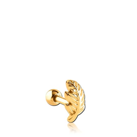 Lucardi Dames Helixpiercing goldplated veer - Piercing - Cadeau - Staal - Goudkleurig