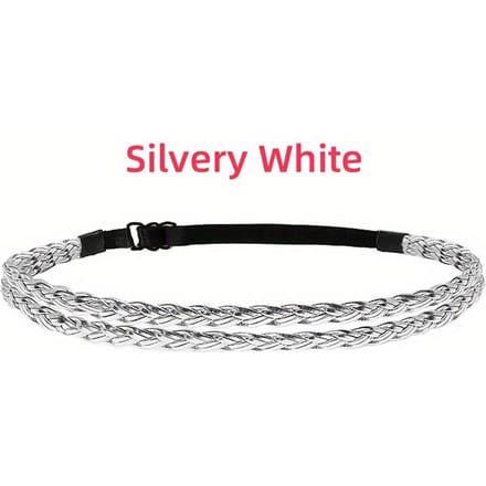 1 pièce Bandeau Tressé Chic Ajustable - Double Couche, Accessoire Cheveux en Cuir PU Élastique white