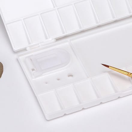 Palette Pliante Blanche Plastiques Réversibles Allongée Palette Aquarelle pour Peintre Étudiant white