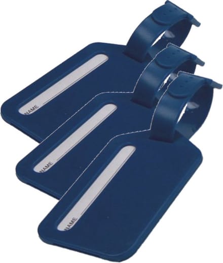 3x Bagagelabel met riempje - Kunststof - Blauw