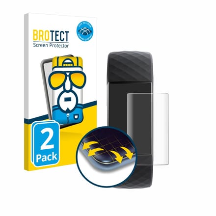 BROTECT - Screenprotector voor Fitbit Charge 3 - Folie Beschermfolie transparant volledig dekking - 2 Stuks