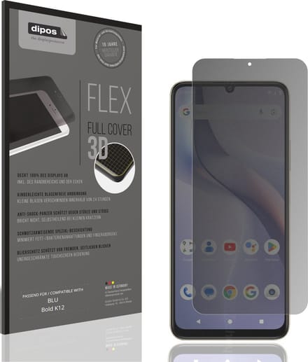 dipos FLEX – Matte Privacy Screenprotector geschikt voor BLU Bold K12 | Volledige Schermbescherming | Case-Friendly